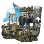 collage of ancient early democratic sites and smashing the berlin wall