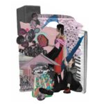Collage for wild Up's Endless Season 2026–2027: a woman in a red dress and pink wrap and a crouching figure among cut-out gemstones and agates, a loudspeaker, piano keys, and a map of the greater Los Angeles and San Gabriel Valley area.