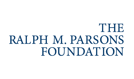 funder 3 ralphmparson Wild Up Logo for the Ralph M Parsons Foundation in Blue Serif Text on a Black Background